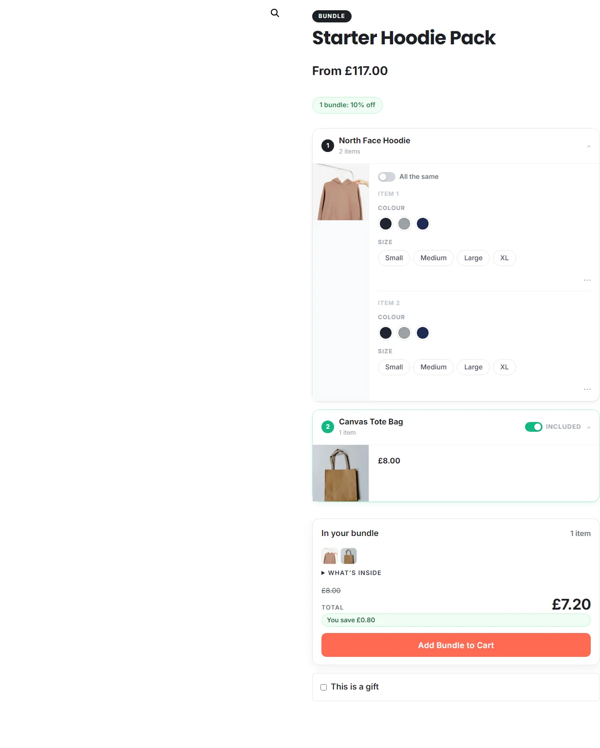 A bundle in the List layout, items stacked down the page